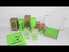 अनुकूलन योग्य फ्लैट टॉप कंपोस्टेबल पालतू कचरा बैग रिटेल बॉक्स पैक